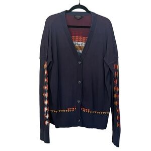 Navy Vintage Pendleton Aztec 100% Cotton Cardigan